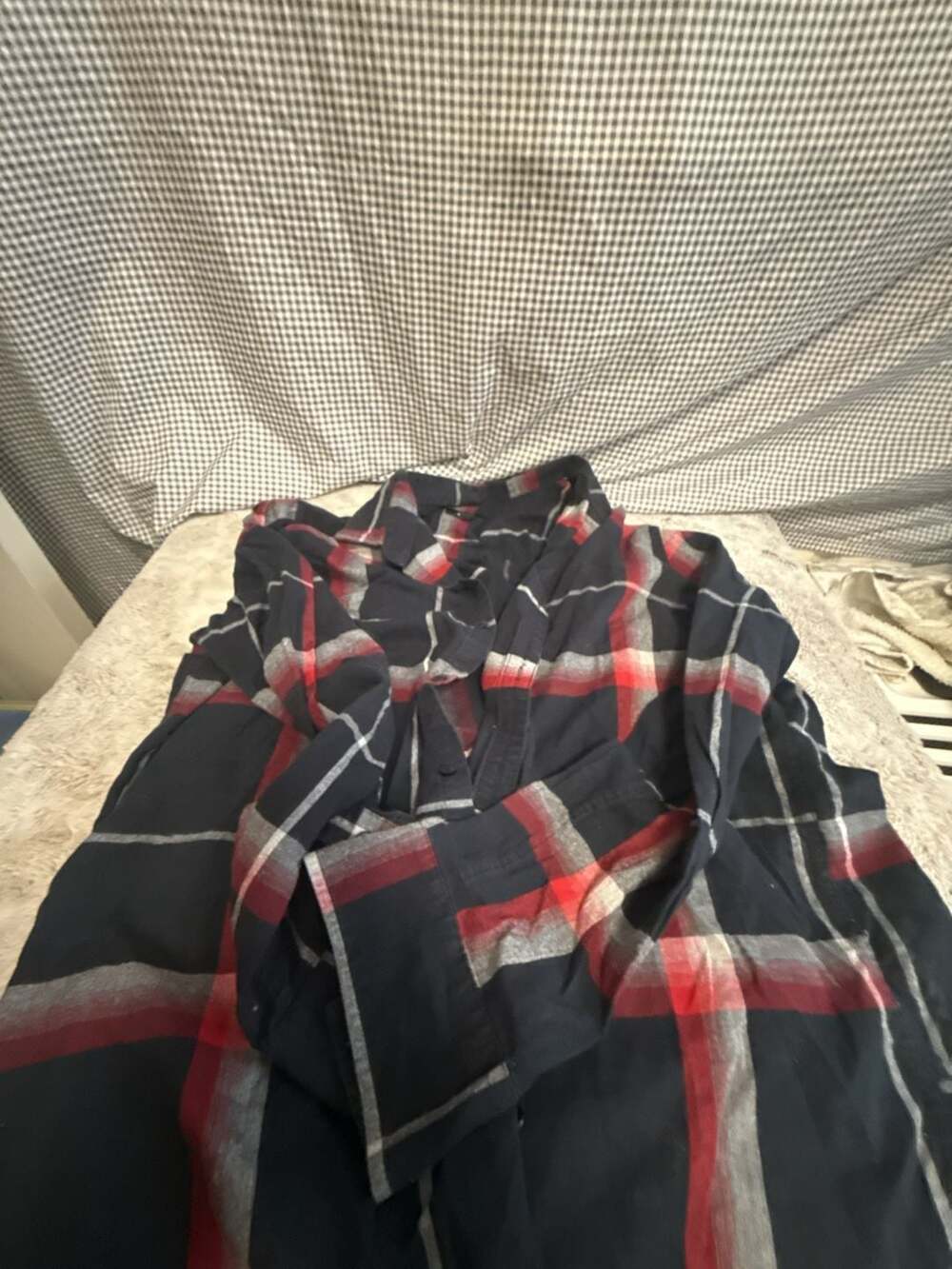 Alfani Women's Long Sleeve Button-Front Plaid Shirt, Size L